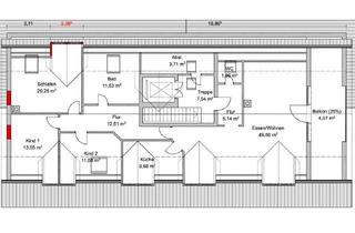 Attika-Wohnung mit 4 Zimmern und Balkon in Leidersbach in Leider