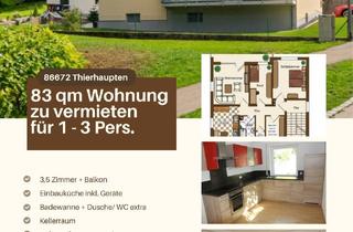 Helle 83 m&sup2; Wohnung + Balkon zu vermieten (1-3 Personen) f&uuml;r 2 J. in Thierhaupten