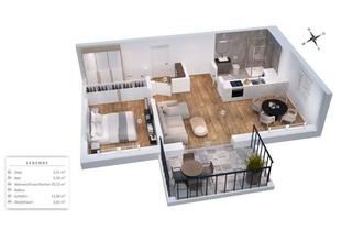 Erstbezug - Charmante 2-Zi.-Wohnung mit Balkon, Einbauk&uuml;che und Tiefgaragenstellplatz in Wörth an der Donau