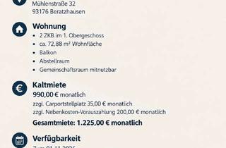 Modernes Wohnen in Beratzhausen: 2-Zimmer-Wohnung mit Balkon in Beratzhausen
