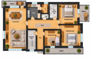 Zur Vermietung: 5-Zimmer-EG-Wohnung mit Balkon, Garten &amp; Garage in Lohr am Main