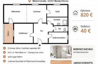 Erstbezug nach umfassender Renovierung &ndash; 4-Zimmer-Wohnung mit Balkon in B&uuml;nde-D&uuml;nne in Bünde