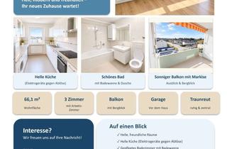 Helle 3-Zimmer-Wohnung mit Balkon, Bergblick und Garage in Traunreut in Traunreut